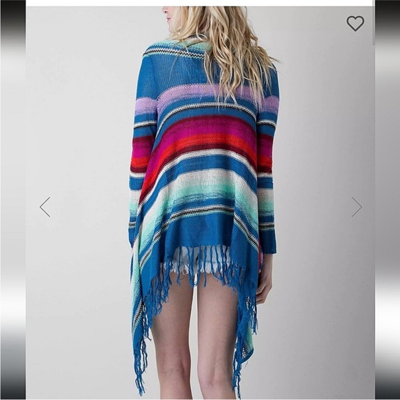 Billabong striped blue bird beach rambler cardigan sweater M - Picture 2 of 13